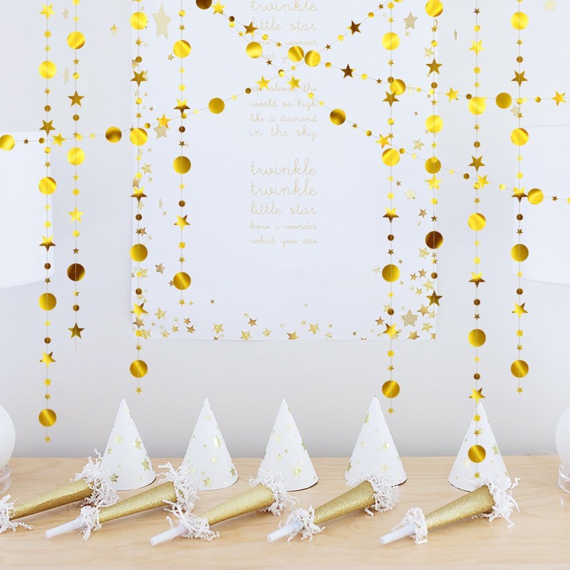 Glossy golden star disc latte art party wedding festive decoration