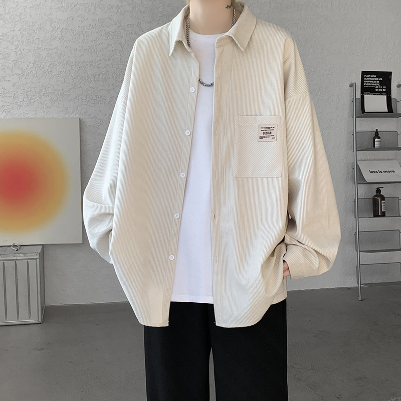 Corduroy shirt men's autumn new Hong Kong style loose American large size long-sleeved shirt