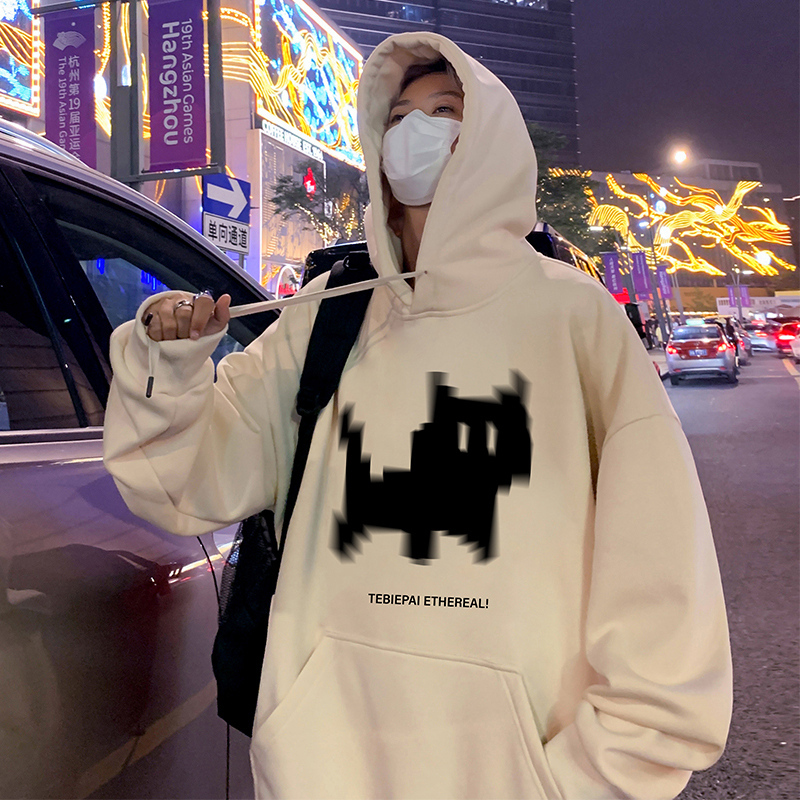 Autumn and winter pure cotton hooded sweatshirt loose hooded jacket oversize cartoon high street hoodie