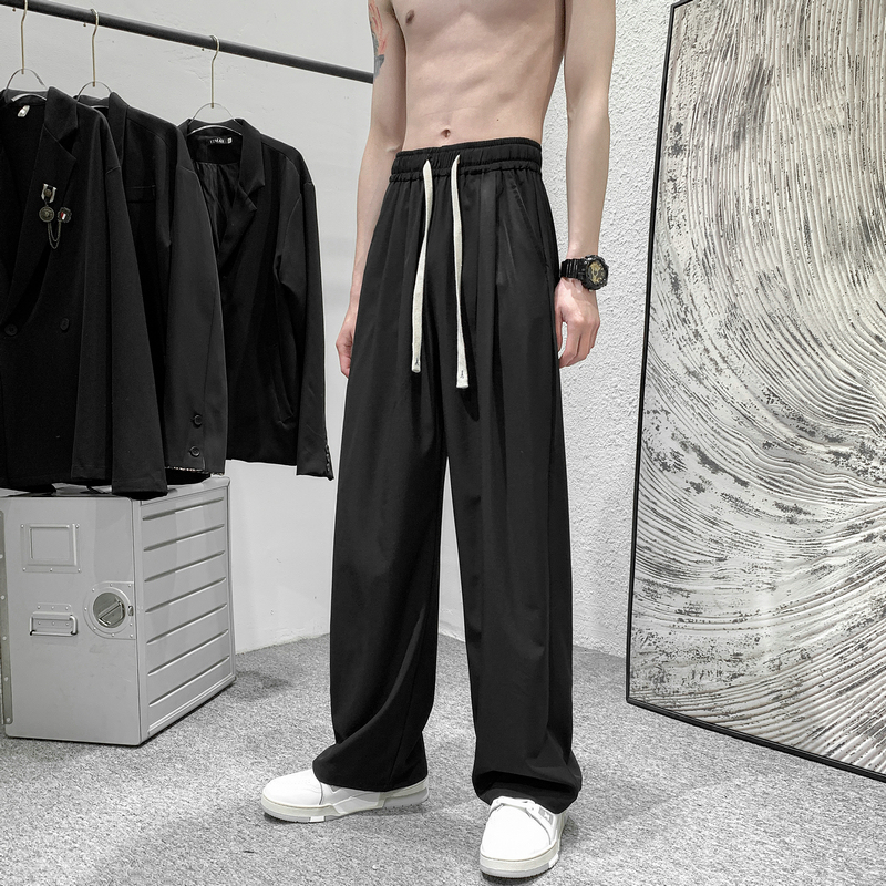 New thickened ice silk trousers students loose floor mopping pants