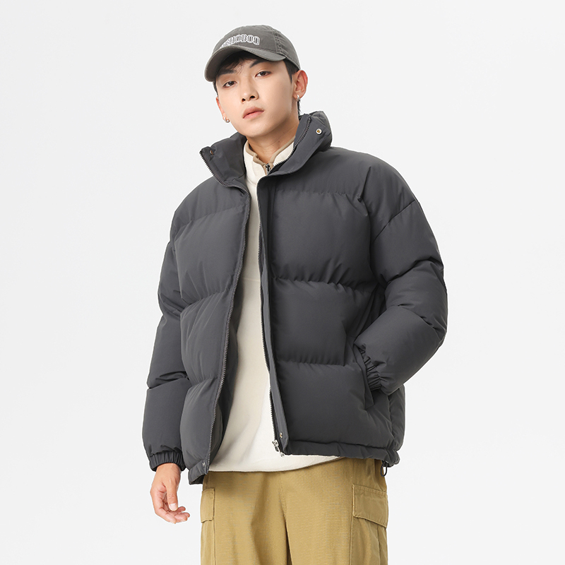 New cotton-padded coats for men and women, winter clothes for couples, two-way solid color casual couple hooded coats, cotton-padded coats