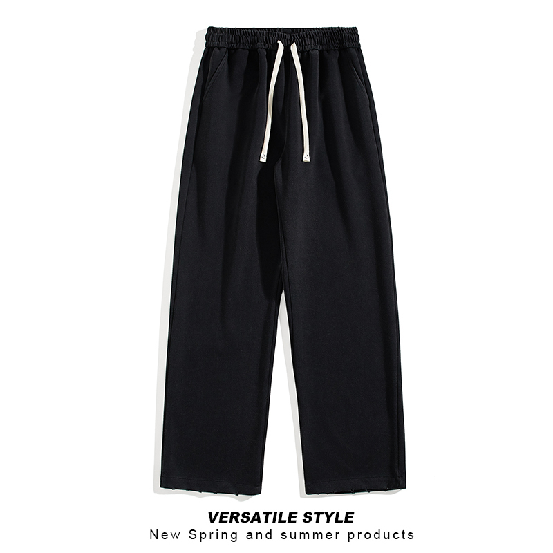 Heavy distressed washed retro casual pants for men large size casual loose high street mopping pants