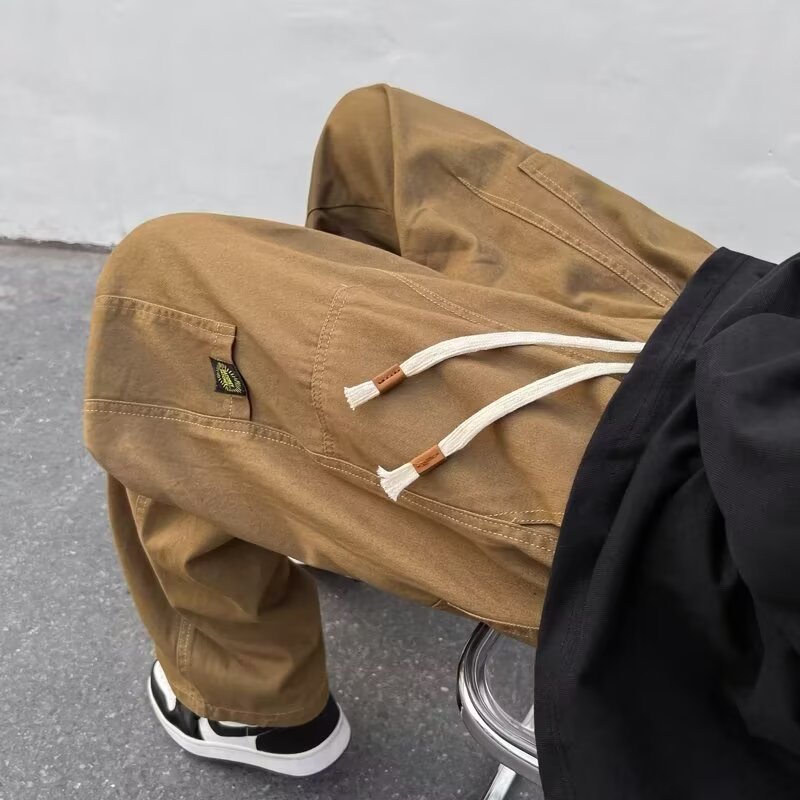 Japanese overalls men's handsome ins trendy autumn loose straight sports casual trousers