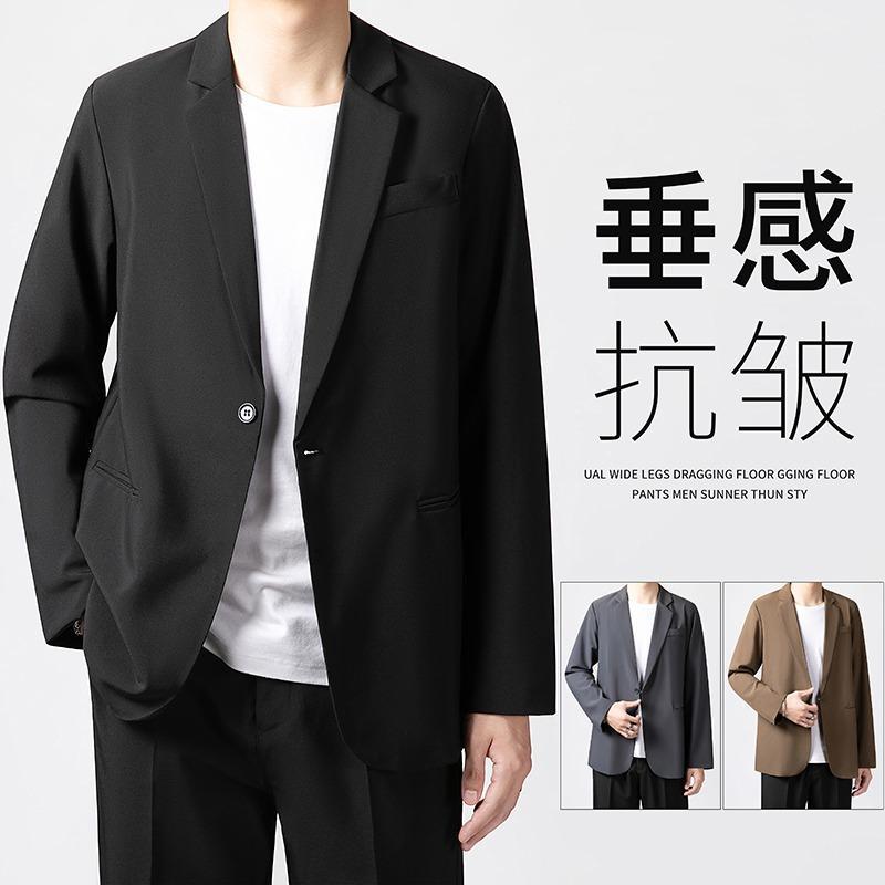 Large size foreign trade non-iron shoulder pad small suit men's coat autumn Korean loose business casual suit