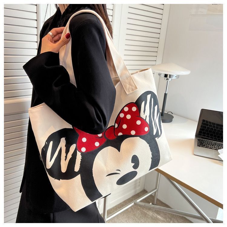 Large capacity canvas shoulder bag women's 2024 new style Japanese ins college Harajuku style versatile student tote bag