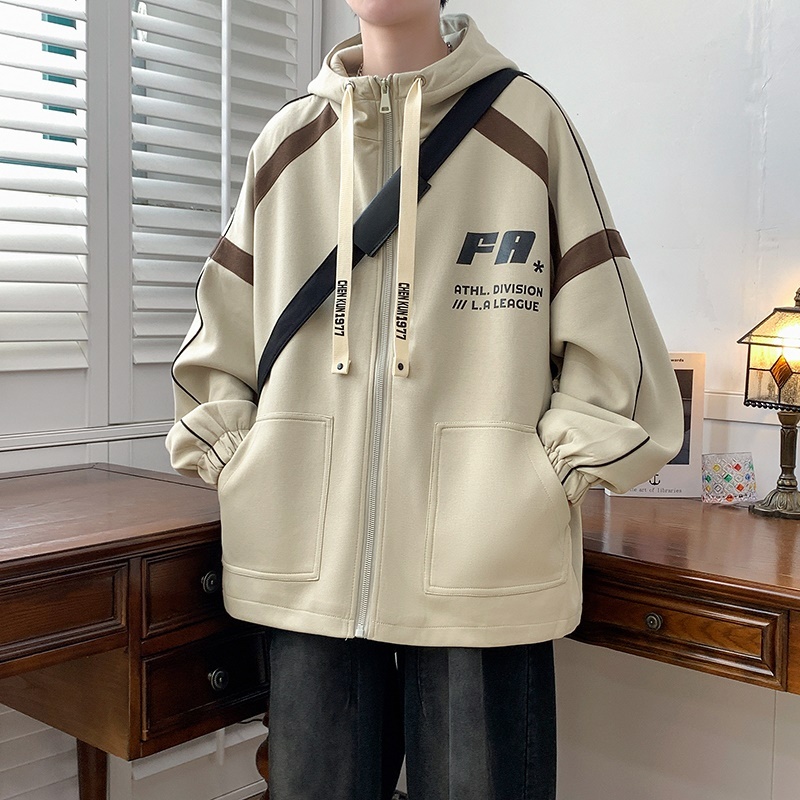 Autumn and winter hooded jacket for men, casual and versatile for teenagers