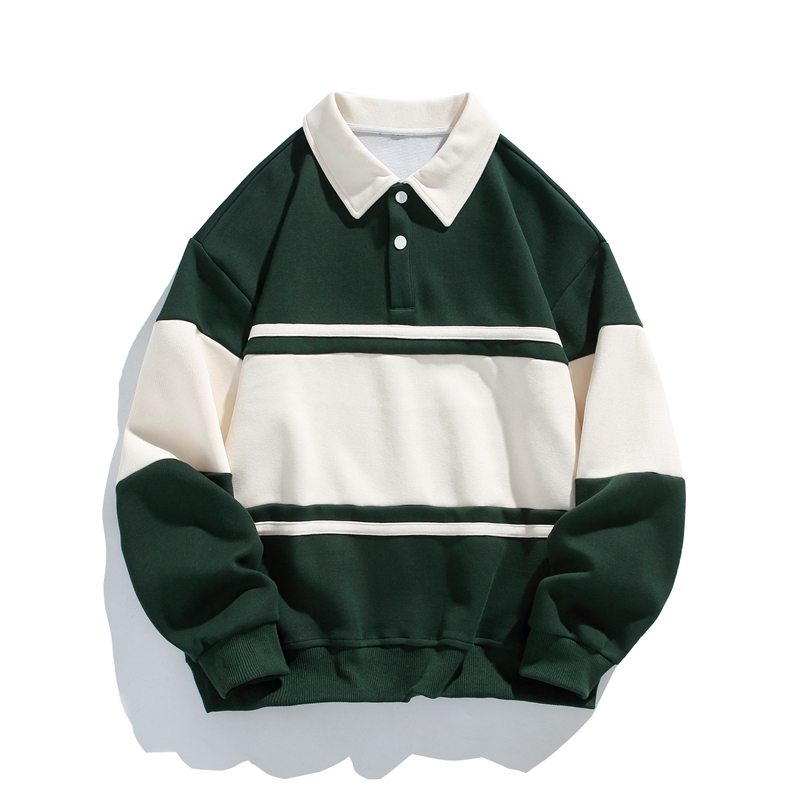 Long-sleeved polo shirt striped sweatshirt boys autumn lapel trendy casual loose t-shirt top