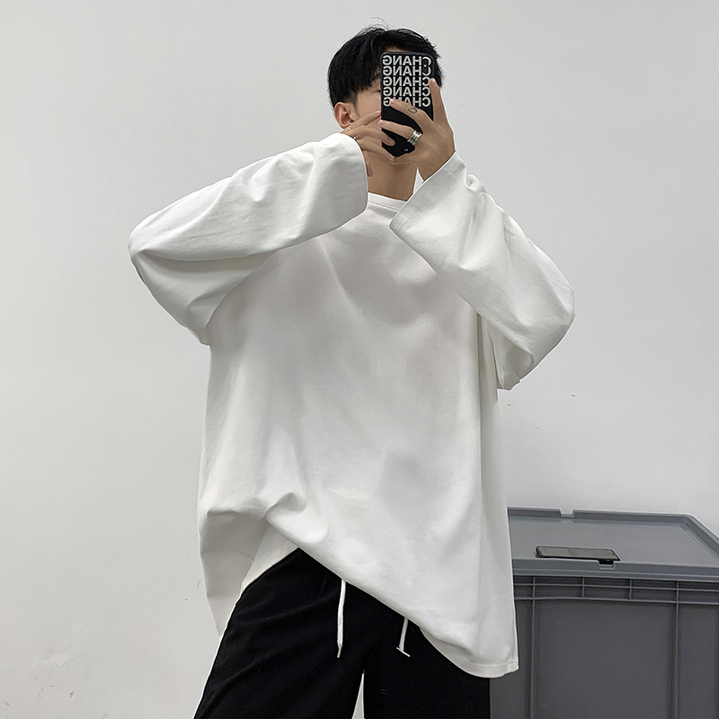 Sufficient inventory~pure cotton! Autumn long-sleeved T-shirts for men, trendy multi-color loose inner layering tops