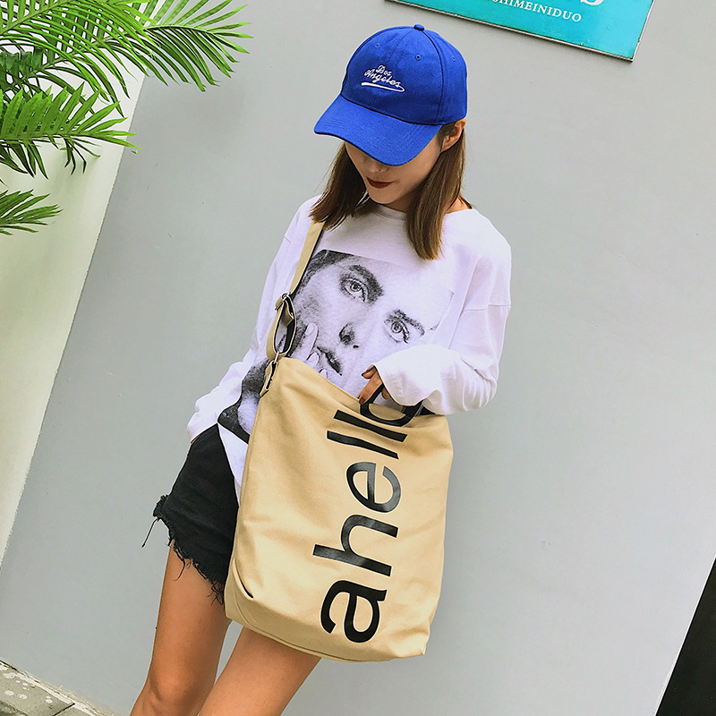 New large-capacity tote bag, outdoor commuting casual letter shoulder bag, Japanese trend INS cross-body bag