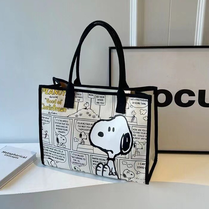 Cute large-capacity canvas bag Snoopy shoulder bag large-capacity tote bag outing handbag