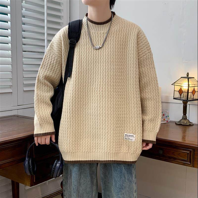 Autumn and winter new casual sweater men's long-sleeved sweater Hong Kong style loose sweater bottoming shirt