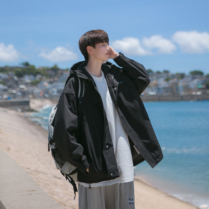 Autumn new hooded work jacket men's jacket