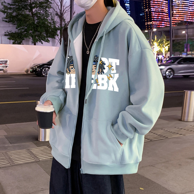 Autumn and winter lazy style sweatshirt jacket loose trendy brand zipper cardigan retro hoodie