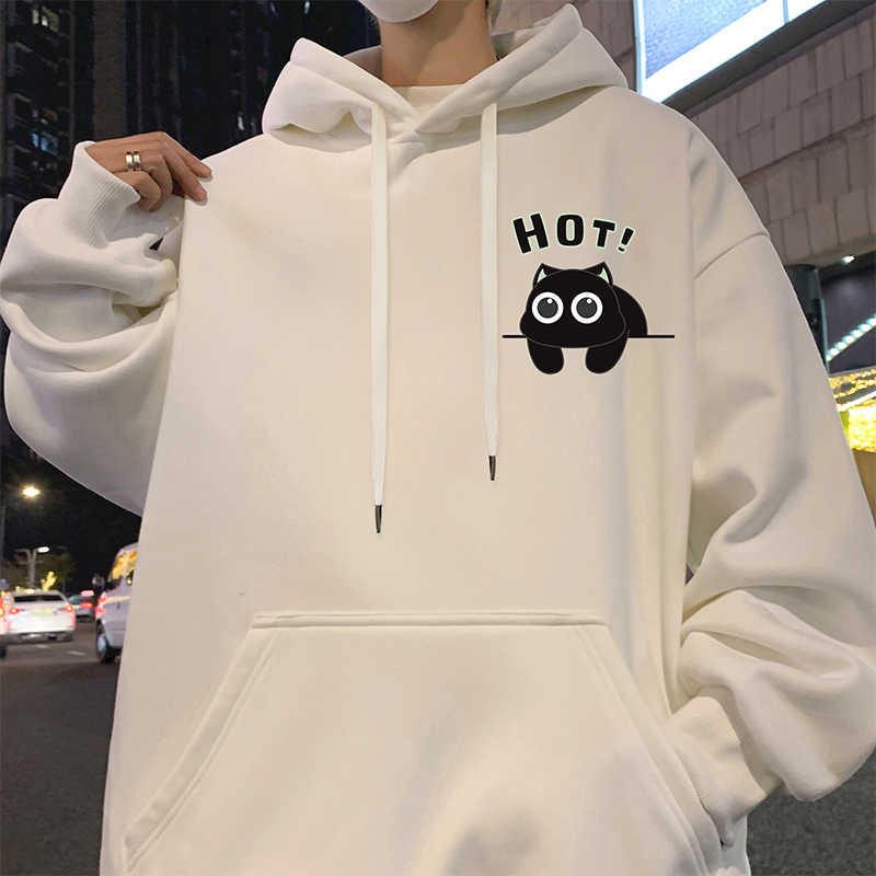 New heavyweight pure cotton hooded sweatshirt for men spring and autumn 2024 loose pullover long sleeves