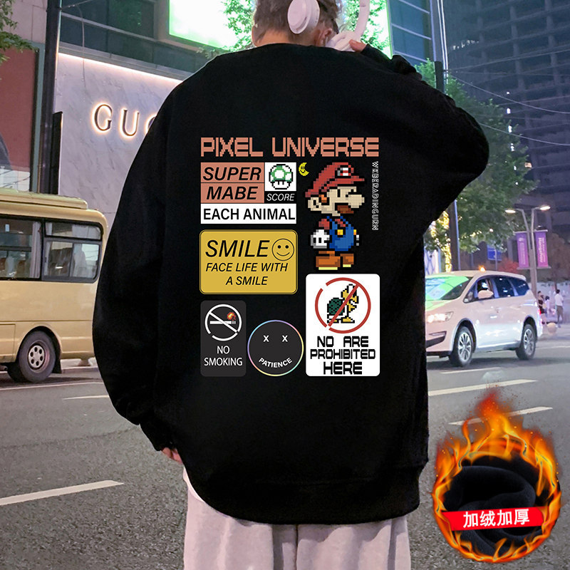 Autumn and winter Mario sweatshirt trendy brand loose hooded jacket trendy