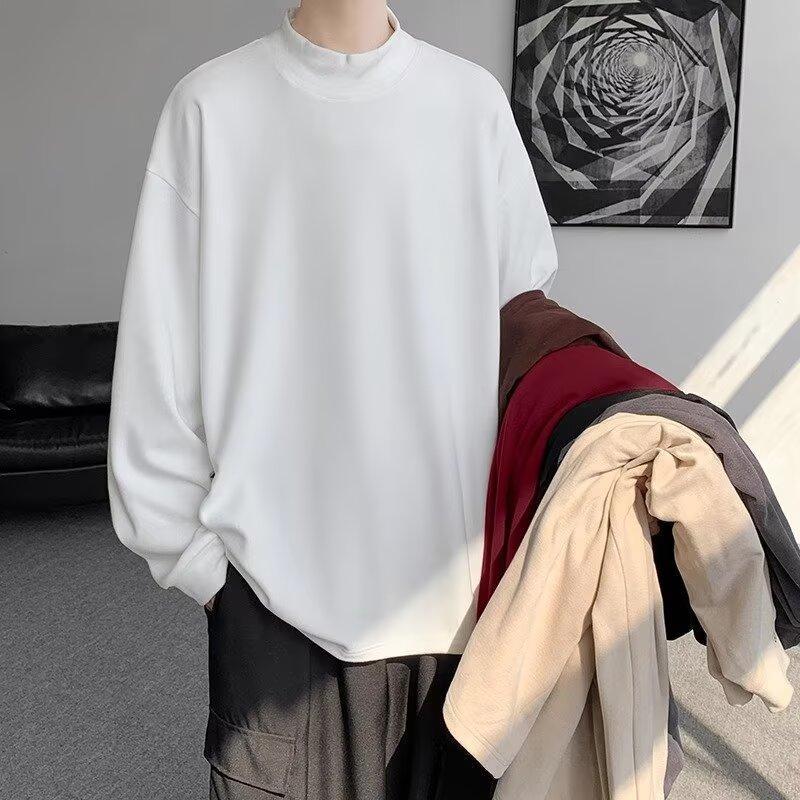 Winter basic half-high collar versatile German velvet T-shirt can be worn outside ins solid color regular long-sleeved trendy