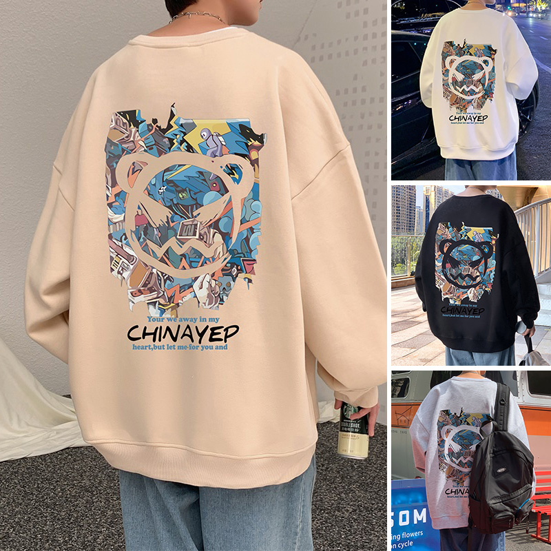 Autumn and winter sweatshirt men's long-sleeved T-shirt pullover couple coat retro loose top