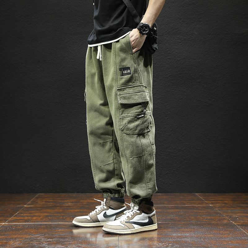 Spring new large size 8XL overalls men's pure cotton Japanese casual pants