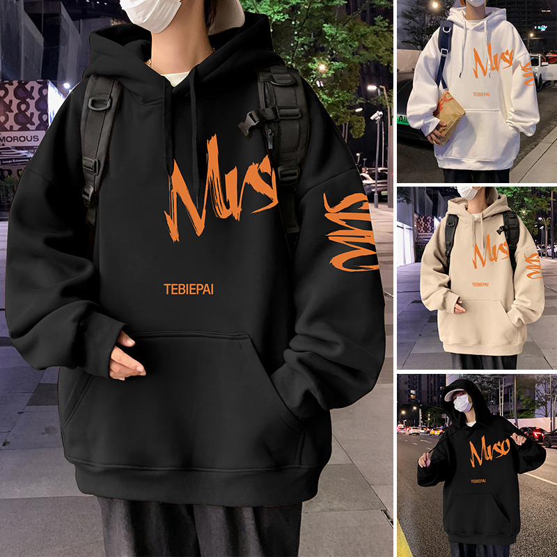 Autumn and winter pure cotton hooded sweatshirt oversize student loose ins heavy jacket