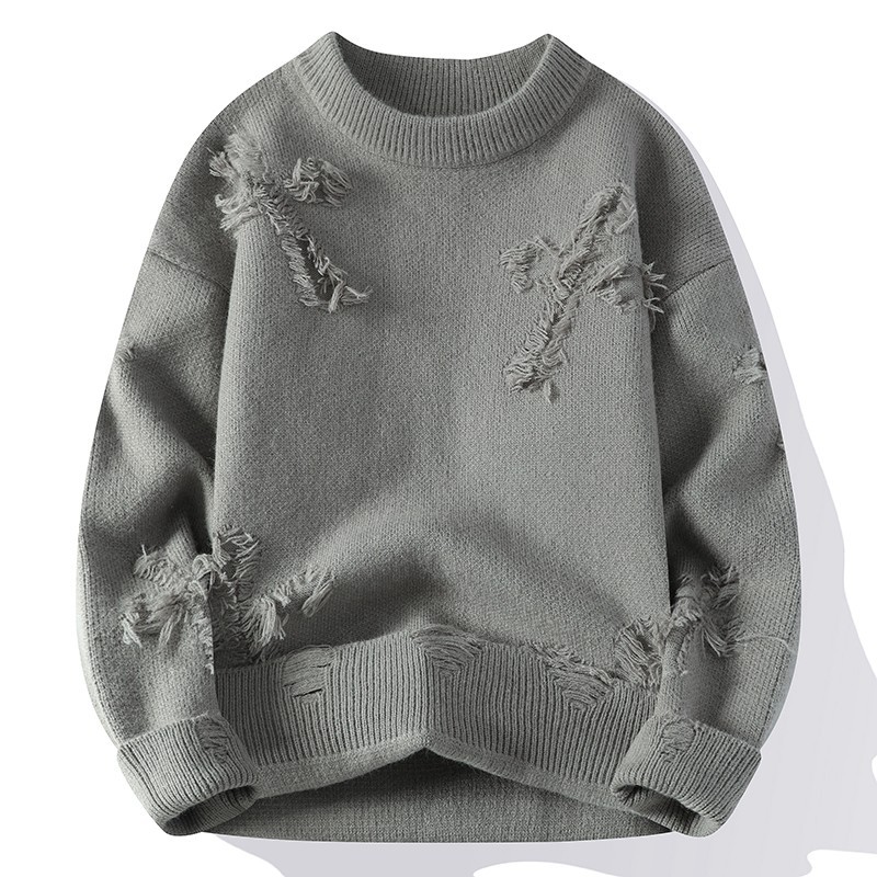 New autumn and winter casual sweaters for men, long-sleeved sweaters, Hong Kong style loose bottoming shirts