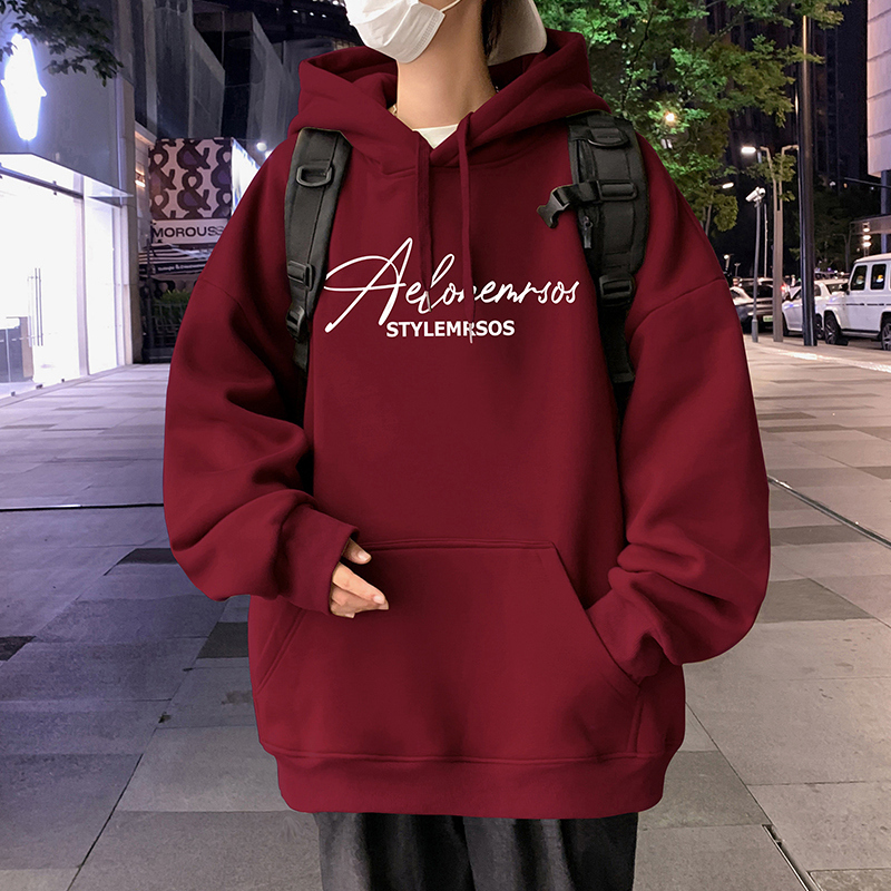 Autumn and winter pure cotton heavyweight sweatshirt loose hooded top oversize retro hoodie