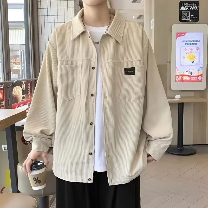 J733P40 autumn Japanese style loose jacket men's trendy retro casual outer wear shirt style overalls