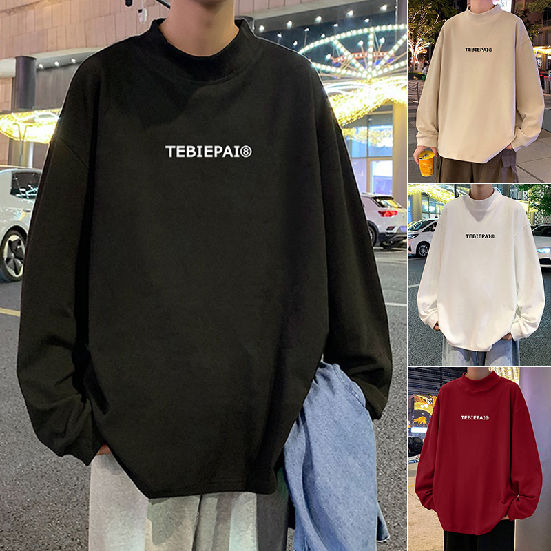 Autumn and winter half-height small stand-up collar sweater, versatile loose inner layer, trendy brand bottoming top