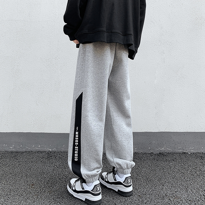 Autumn and winter leggings sweatpants, cotton micro-elastic sweatpants, loose Hong Kong style trousers