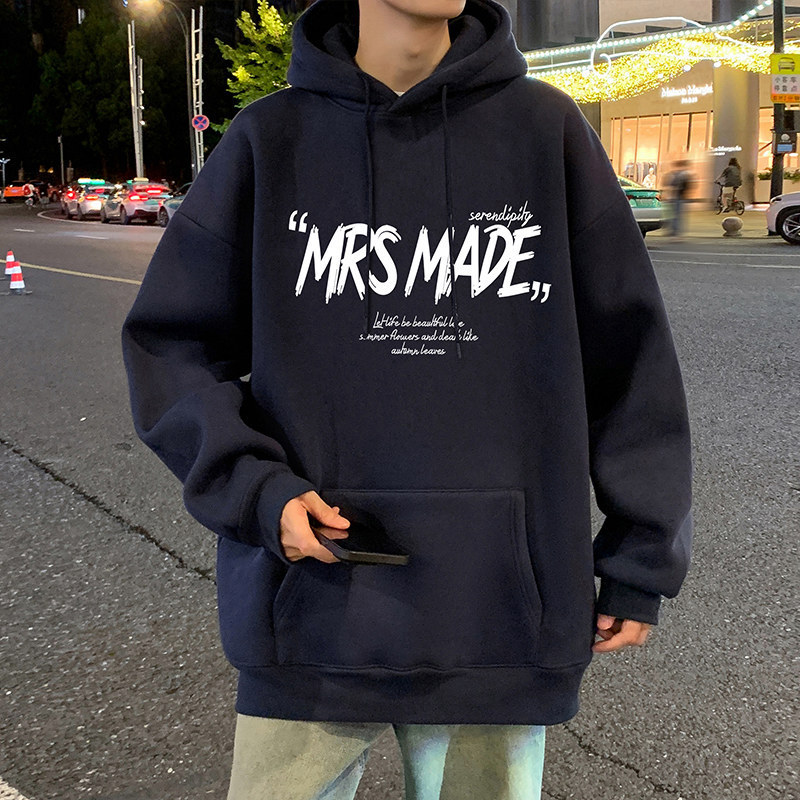 Cotton Heavyweight Hooded Sweatshirt Casual Men's Long Sleeve Loose Cotton Hat