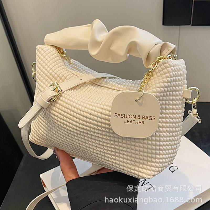 Handbags Women's 2024 New Trendy Fashion Outing Small Tote Bags Niche Pleated High-Quality Single Shoulder Crossbody Bags