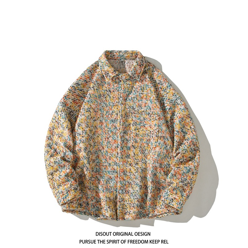 New style white background flat Japanese style long-sleeved floral shirt jacket fashionable shirt