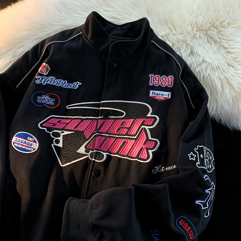 [Data] Heavy American style embroidered front and back baseball uniform handsome couple jacket
