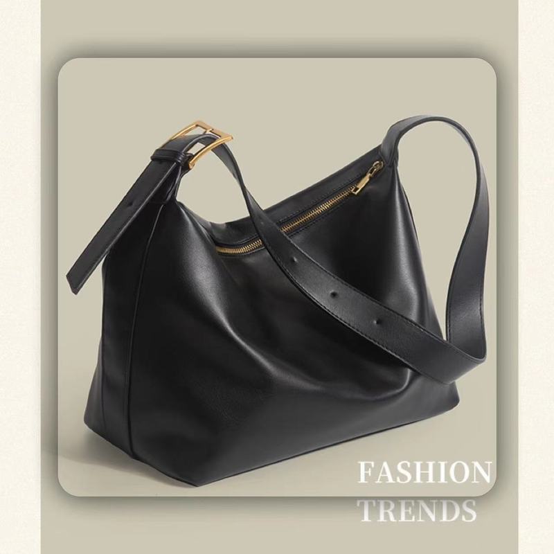 PU large capacity tote bag 2024 new high-end commuting versatile bag wide shoulder strap crossbody bag for women