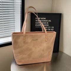 Fashionable casual large-capacity tote bag for women new 2024 large bag fashionable contrast color commuter bag trendy shoulder bag