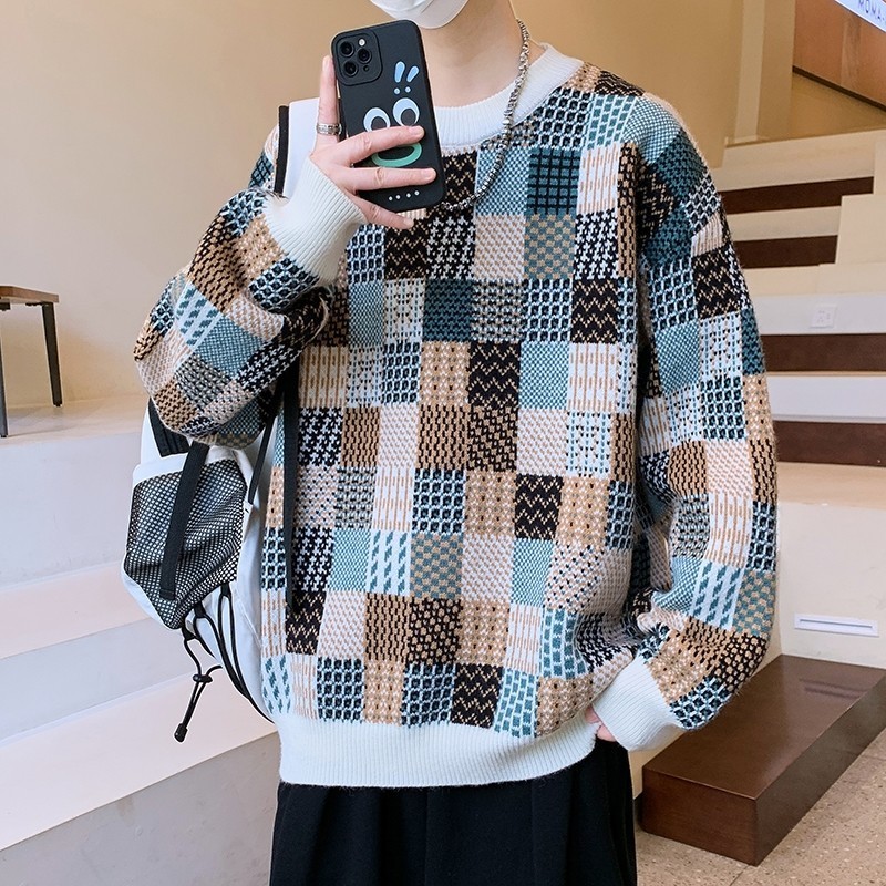 Autumn and winter casual crew neck sweater men's knitted bottoming shirt