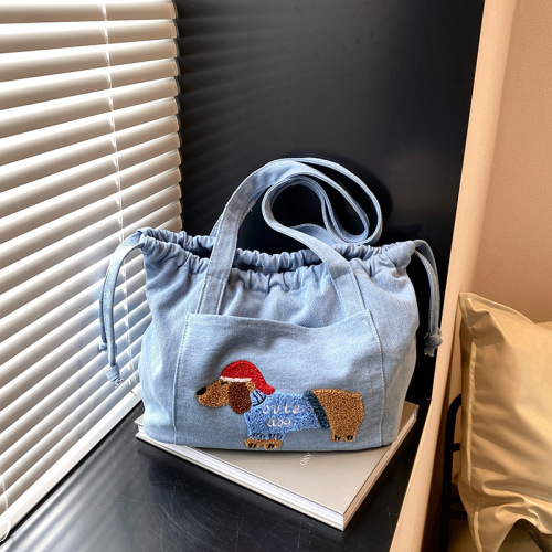 Niche casual large-capacity denim tote bag 2024 new fashion versatile shoulder bag student class commuting bag