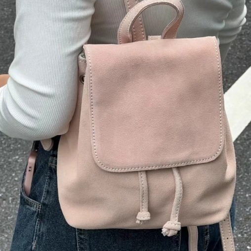 2024 niche retro leather handbag autumn and winter new simple girl backpack Korean student school backpack
