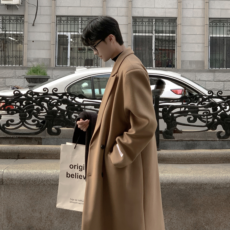 Windbreaker men's mid-length high-end woolen coat men's autumn and winter woolen coat suit