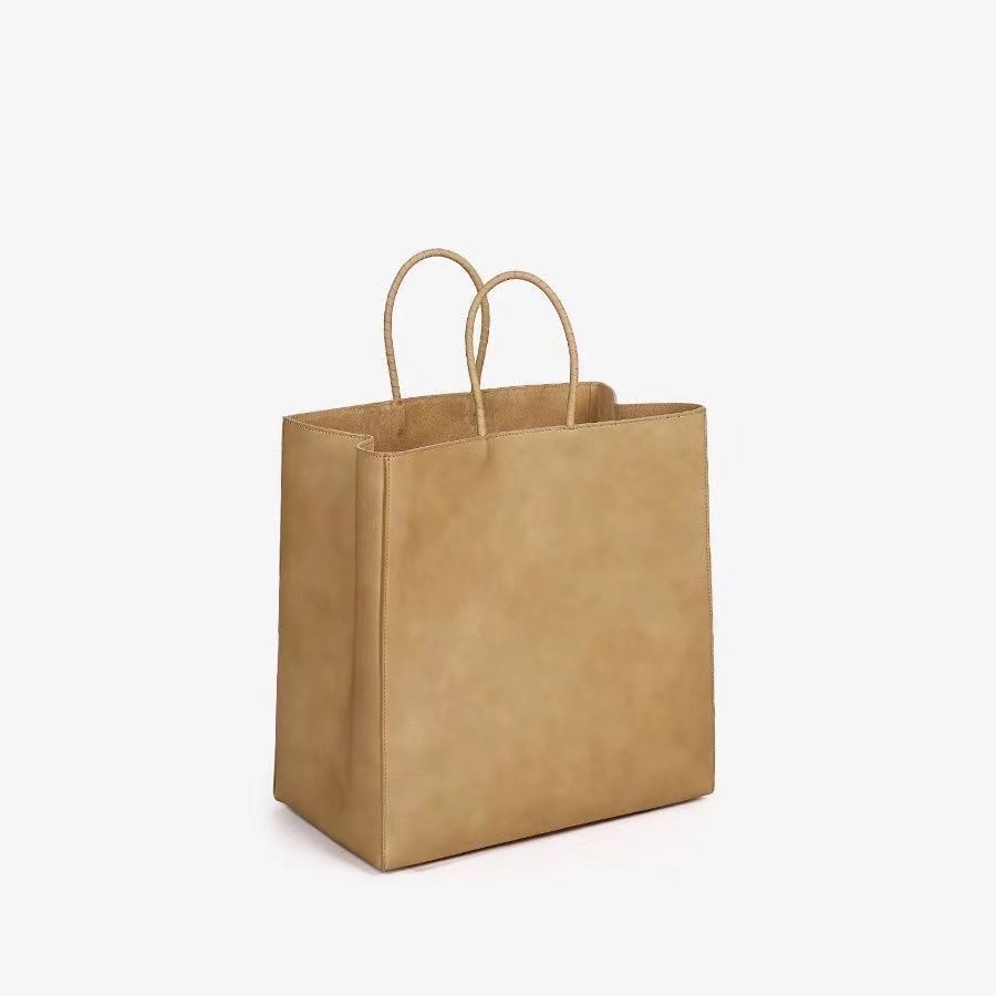 Wholesale Tote Bags for Women Spring and Summer New Genuine Leather Handbags Large Capacity Kraft Paper Bags