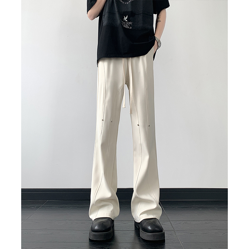 Hong Kong style rivet drape ice silk flared suit trousers extended casual pants live broadcast quality control