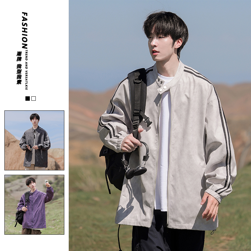 American jacket men's new autumn style handsome trendy brand versatile youth loose casual jacket