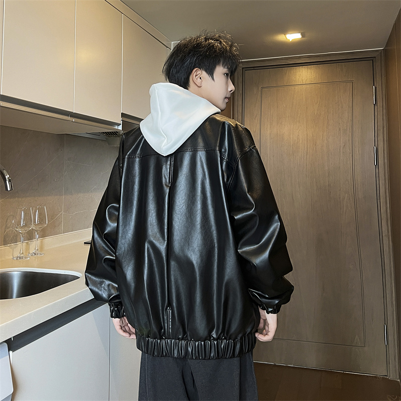 Autumn new style motorcycle PU fashion trend all-match casual leather jacket