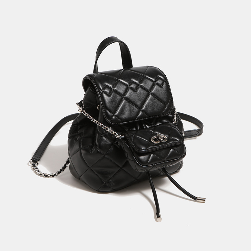 Guangzhou women's bag small fragrant style rhombus backpack women's 2024 new niche eleven travel high-end chain backpack