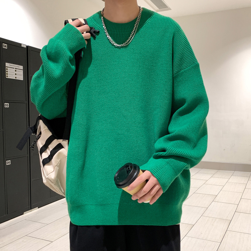 American autumn and winter couples bare board pullover bottoming knitted clothes round neck sweater
