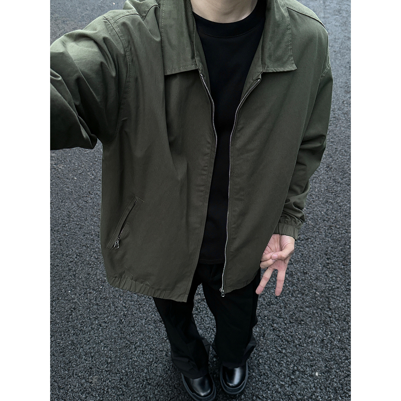 Army Green Work Jacket Harrington Coat