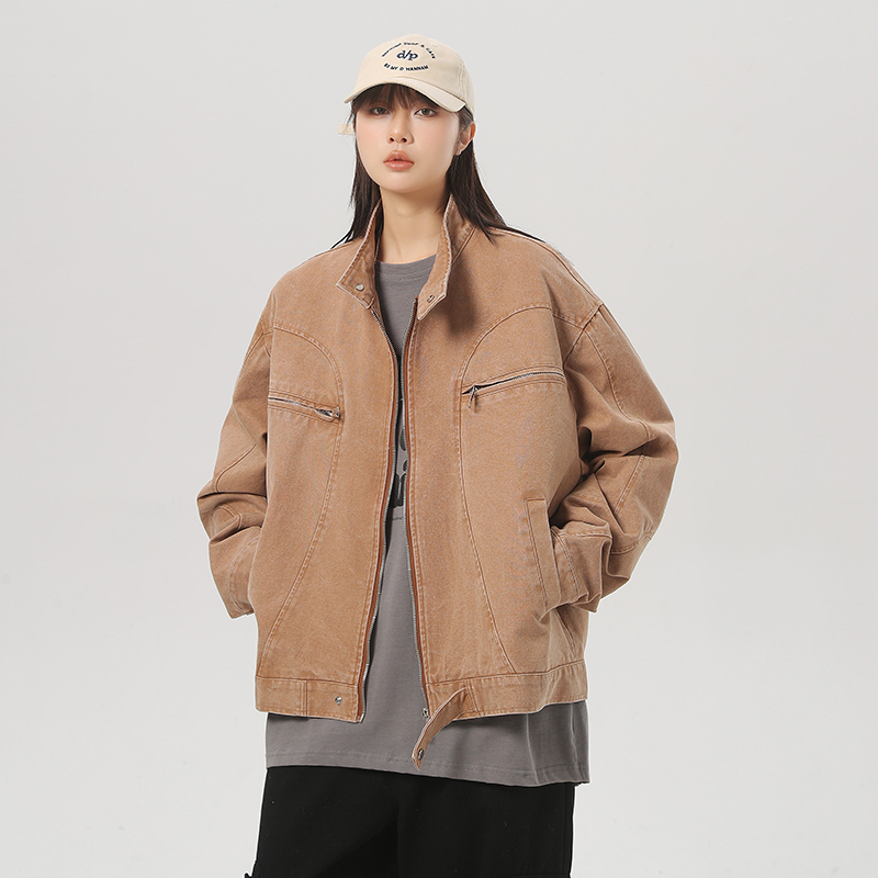 Autumn Heavy Industry Washed Canvas American Fashion Jacket Ginger