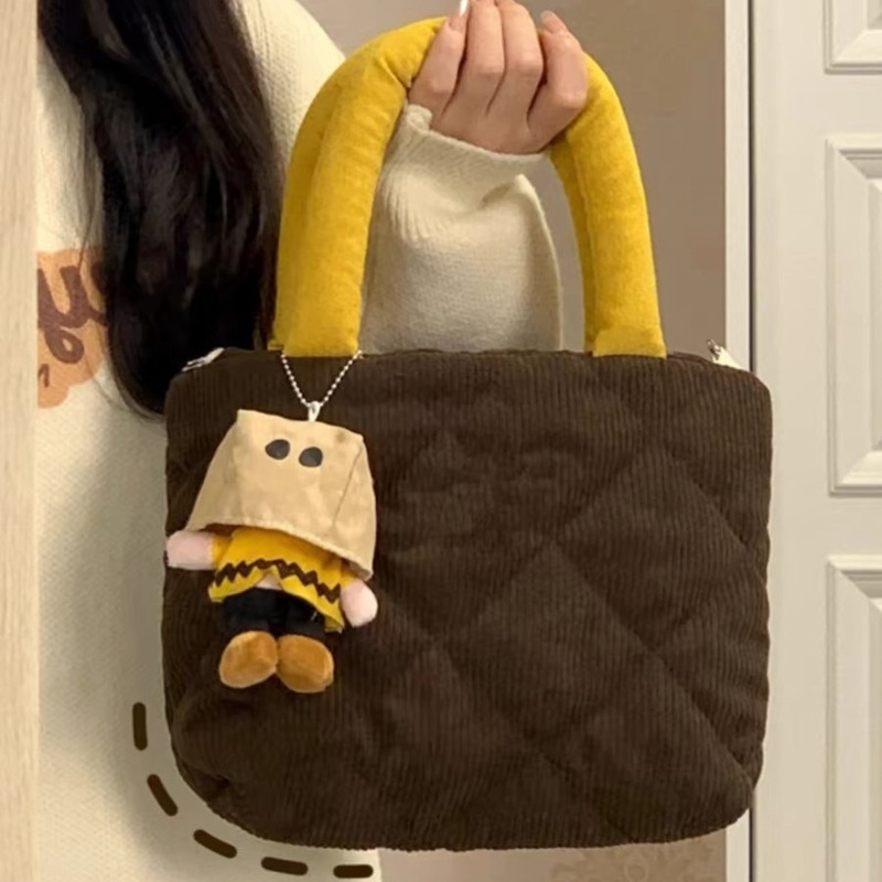 Autumn and winter corduroy bags 2024 new diamond shoulder bag niche cute handbag commuting versatile crossbody bag