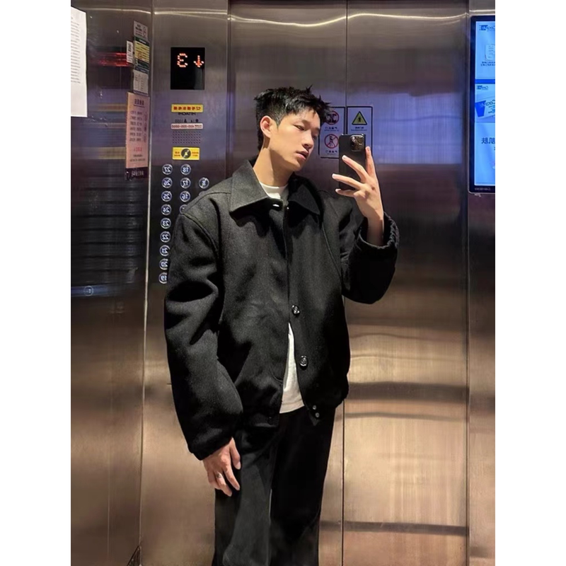 [Web Picture] Cleanfit Lapel Woolen Short Padded Autumn and Winter Loose Jacket
