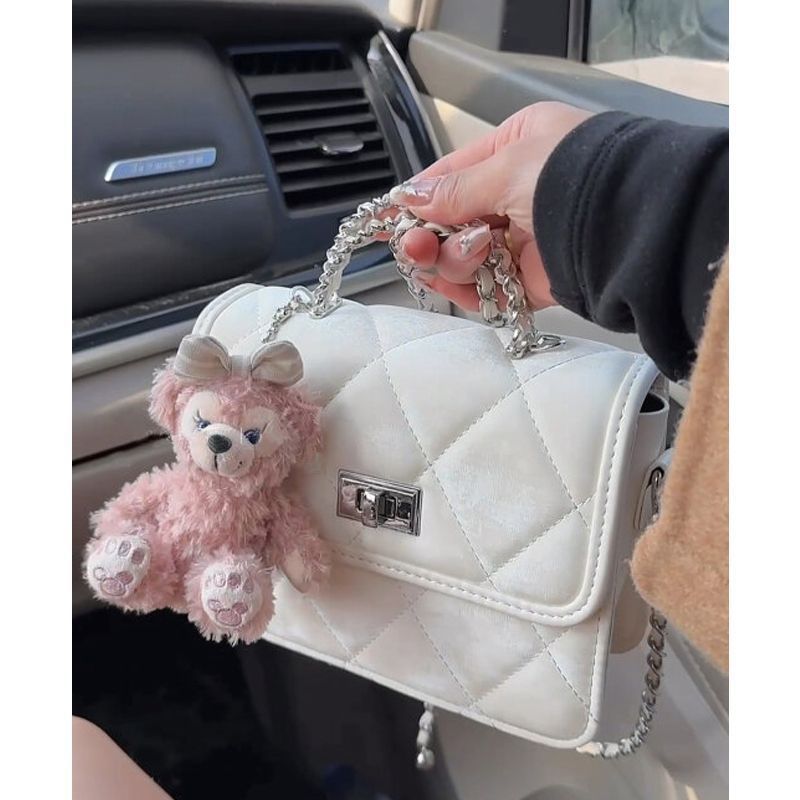 High-looking 2024 bag crossbody bag new fashion versatile high-end rhombus chain shoulder pink fragrance mini