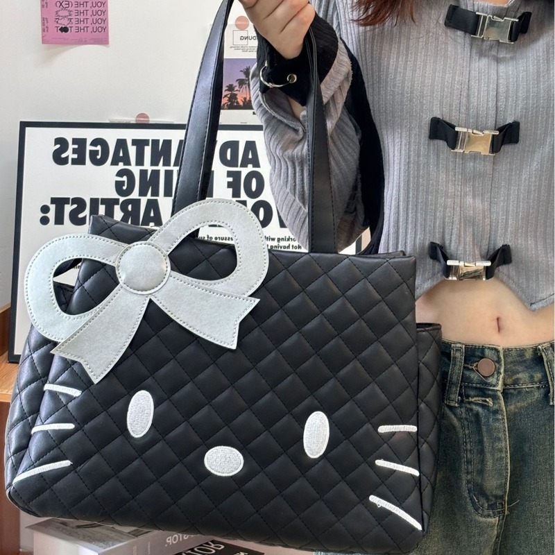 HelloKitty large-capacity tote bag female y2k commuter versatile storage bag cute bow handbag bag